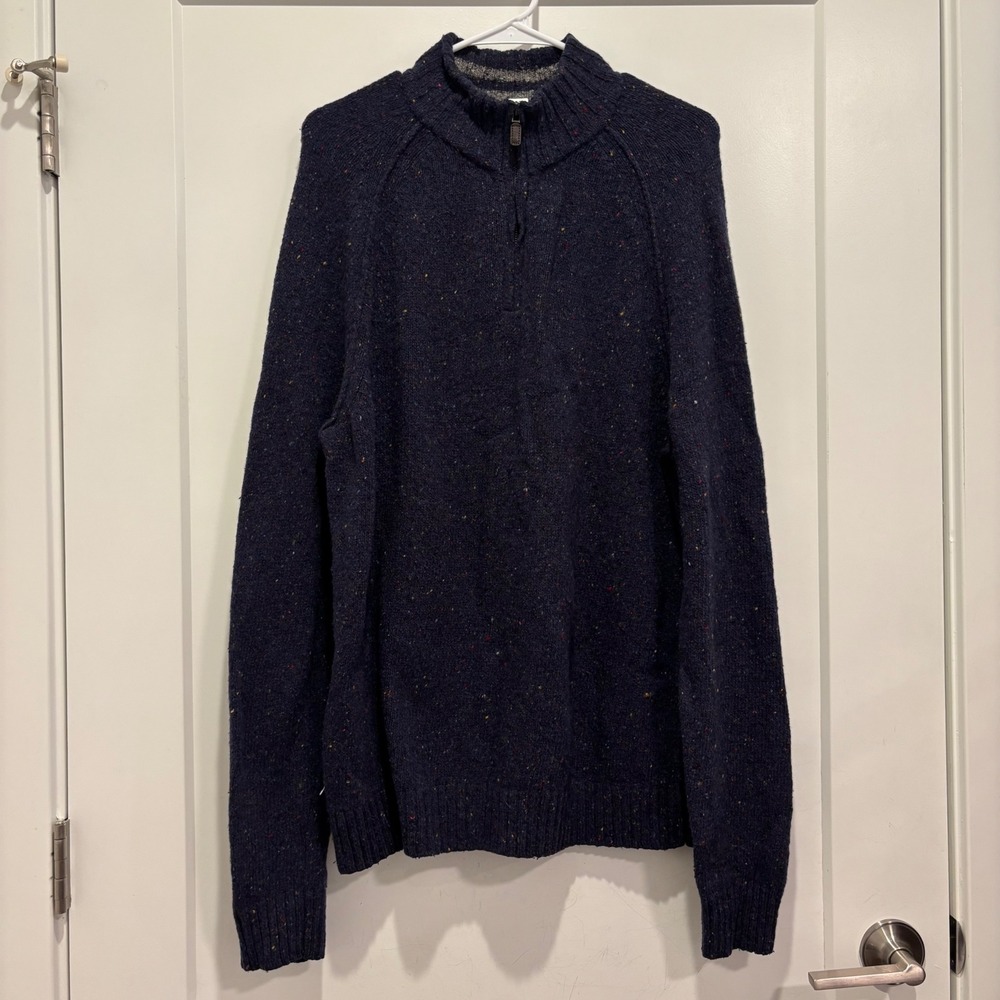 Black Brown 1826 Mens XL Navy Blue Donegal Wool Blend Quarter Zip Sweater
